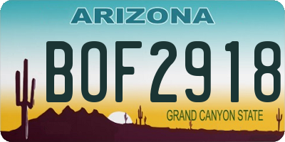 AZ license plate BOF2918