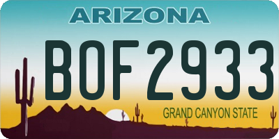 AZ license plate BOF2933