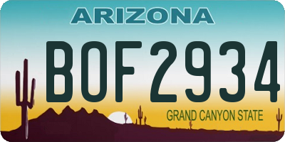AZ license plate BOF2934