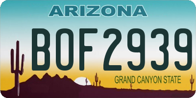 AZ license plate BOF2939