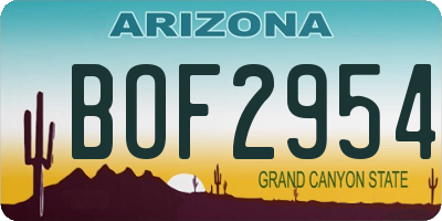 AZ license plate BOF2954