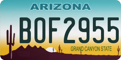 AZ license plate BOF2955