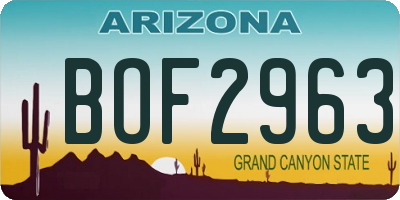 AZ license plate BOF2963