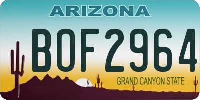 AZ license plate BOF2964