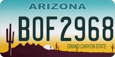 AZ license plate BOF2968