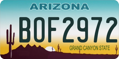 AZ license plate BOF2972