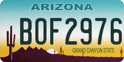 AZ license plate BOF2976