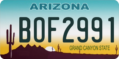 AZ license plate BOF2991