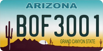 AZ license plate BOF3001