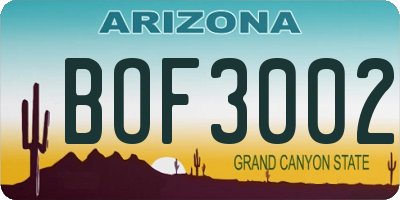 AZ license plate BOF3002