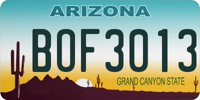 AZ license plate BOF3013