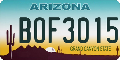 AZ license plate BOF3015