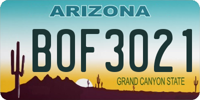 AZ license plate BOF3021