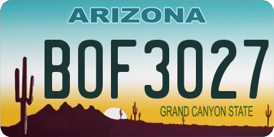 AZ license plate BOF3027