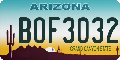 AZ license plate BOF3032