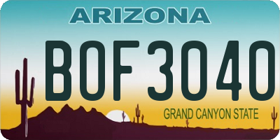 AZ license plate BOF3040
