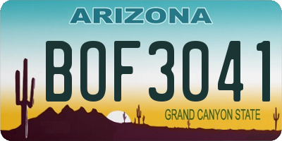 AZ license plate BOF3041