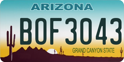 AZ license plate BOF3043