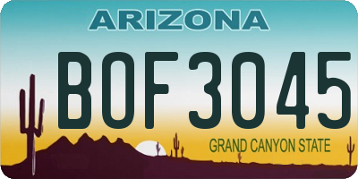 AZ license plate BOF3045