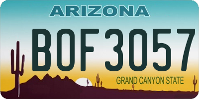 AZ license plate BOF3057