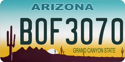 AZ license plate BOF3070