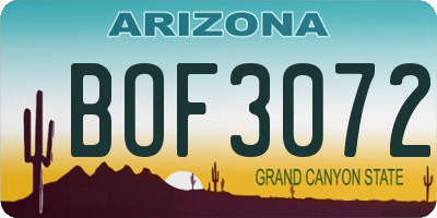 AZ license plate BOF3072