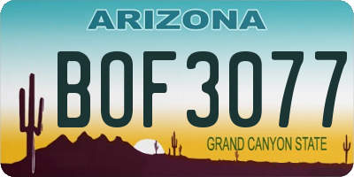 AZ license plate BOF3077
