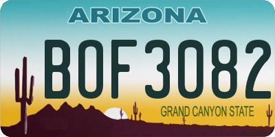 AZ license plate BOF3082