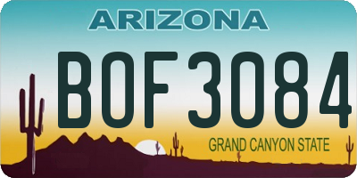 AZ license plate BOF3084