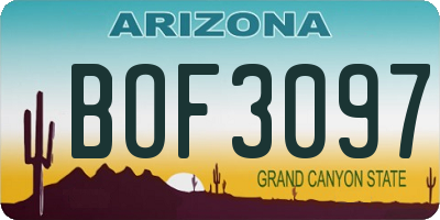 AZ license plate BOF3097