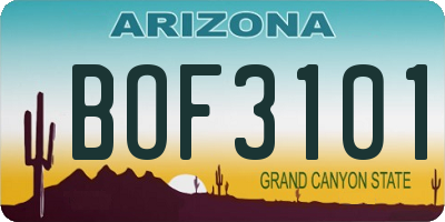 AZ license plate BOF3101
