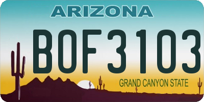 AZ license plate BOF3103