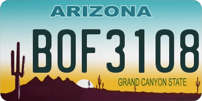 AZ license plate BOF3108