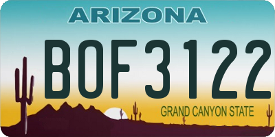 AZ license plate BOF3122