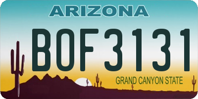 AZ license plate BOF3131