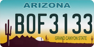 AZ license plate BOF3133