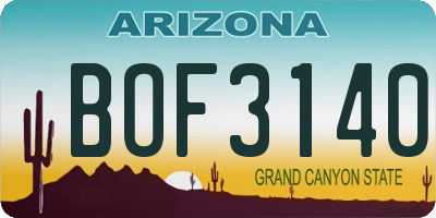 AZ license plate BOF3140