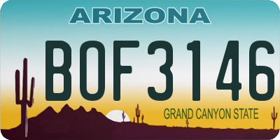 AZ license plate BOF3146
