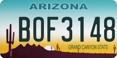 AZ license plate BOF3148