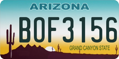 AZ license plate BOF3156