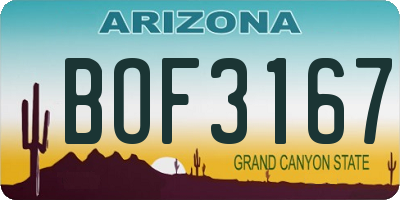 AZ license plate BOF3167