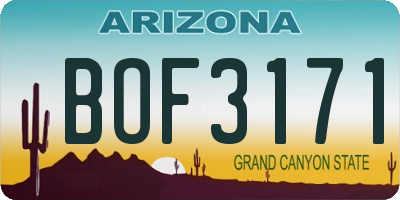 AZ license plate BOF3171