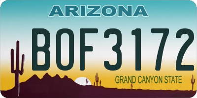 AZ license plate BOF3172