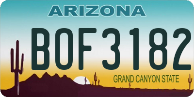AZ license plate BOF3182