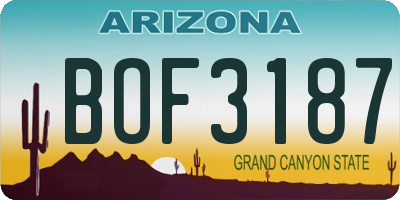 AZ license plate BOF3187