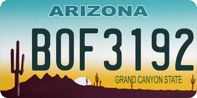 AZ license plate BOF3192