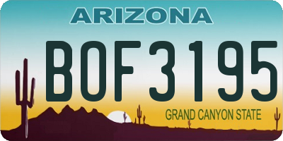 AZ license plate BOF3195