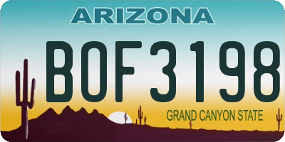 AZ license plate BOF3198