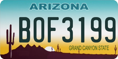 AZ license plate BOF3199
