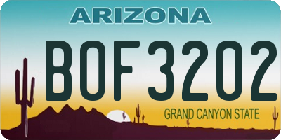 AZ license plate BOF3202